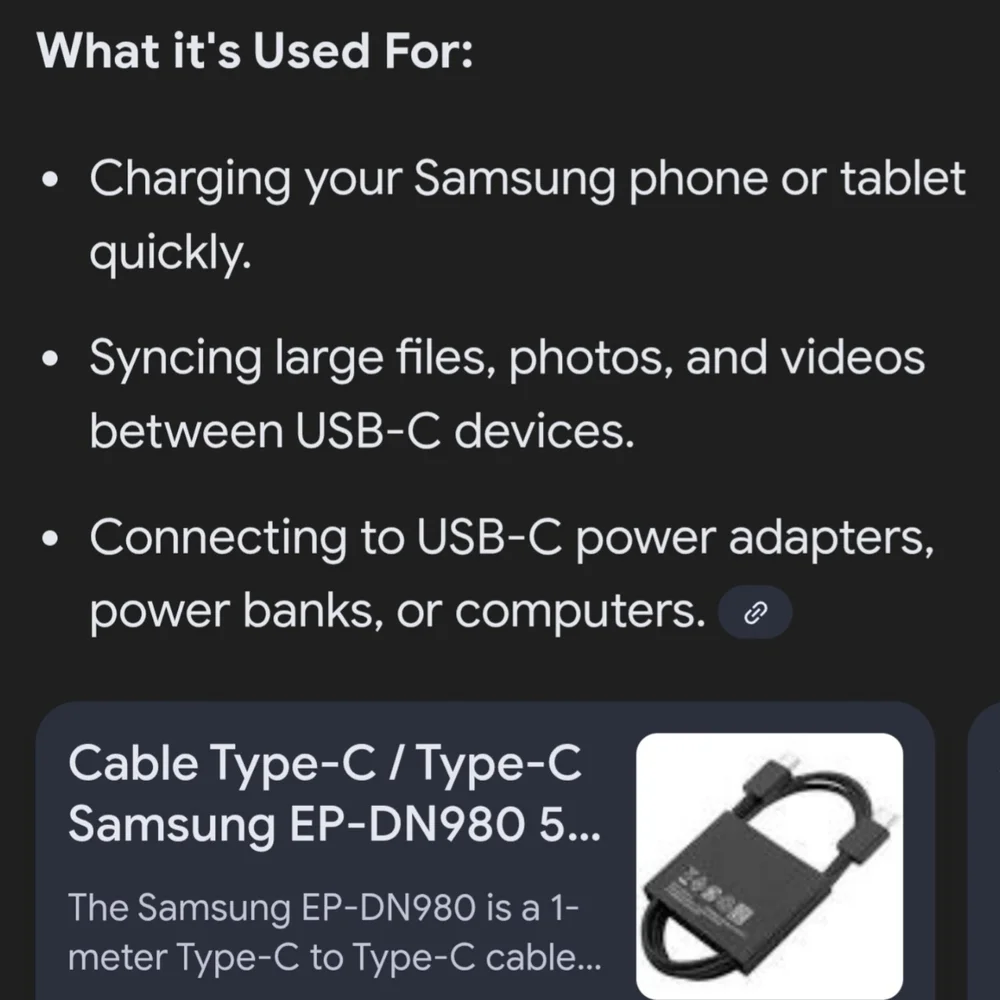 Original OEM Genuine Samsung Galaxy USB-C to USB-C 3ft Super Fast Charging